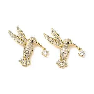Brass Micro Pave Clear Cubic Zirconia Pendants