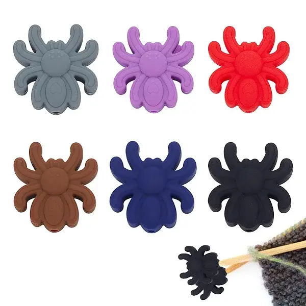 24Pcs 6 Colors Spider Food Grade Eco-Friendly Silicone Focal Beads