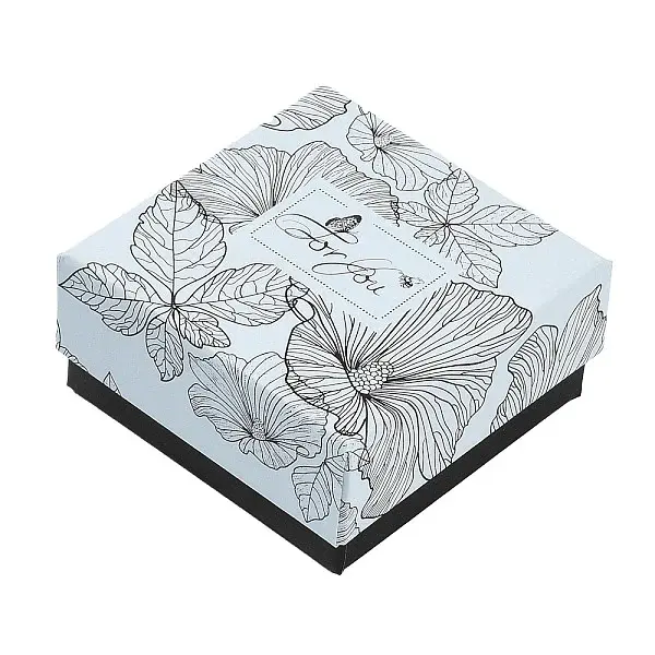 Flower Print Cardboard Paper Jewelry Storage Boxes