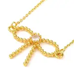 Brass Clear Cubic Zirconia Bowknot Pendant Necklaces