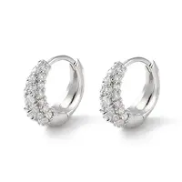 Brass Micro Pave Cubic Zirconia Hoop Earrings