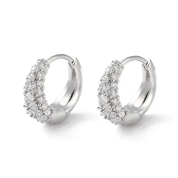 Brass Micro Pave Cubic Zirconia Hoop Earrings