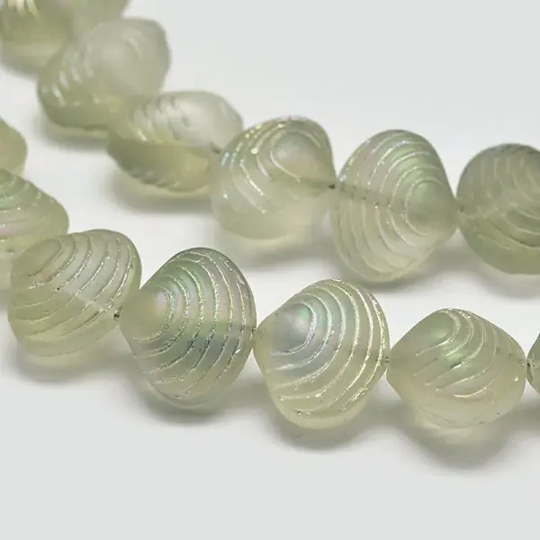 Frosted Electroplate Glass Shell Beads Strands