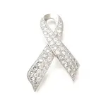 Silk Ribbon Brass Micro Pave Clear Cubic Zirconia Brooches