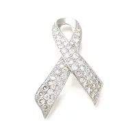 Silk Ribbon Brass Micro Pave Clear Cubic Zirconia Brooches