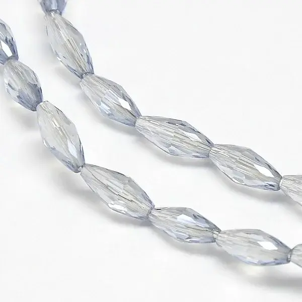 Electroplate Crystal Glass Rice Beads Strands