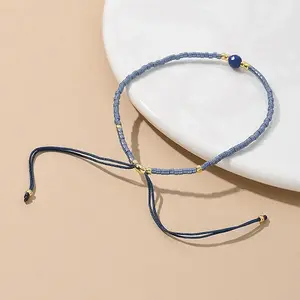 Adjustable Natural Lapis Lazuli Braided Bead Bracelets