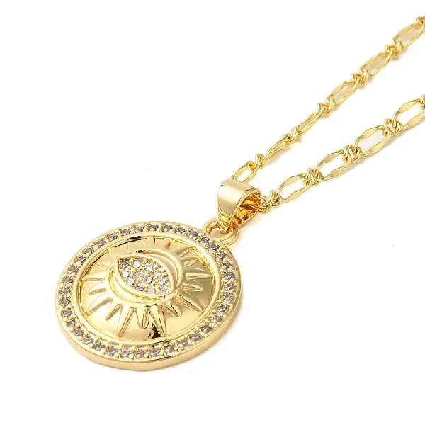 Brass Micro Pave Clear Cubic Zirconia Pendant Necklaces for Women