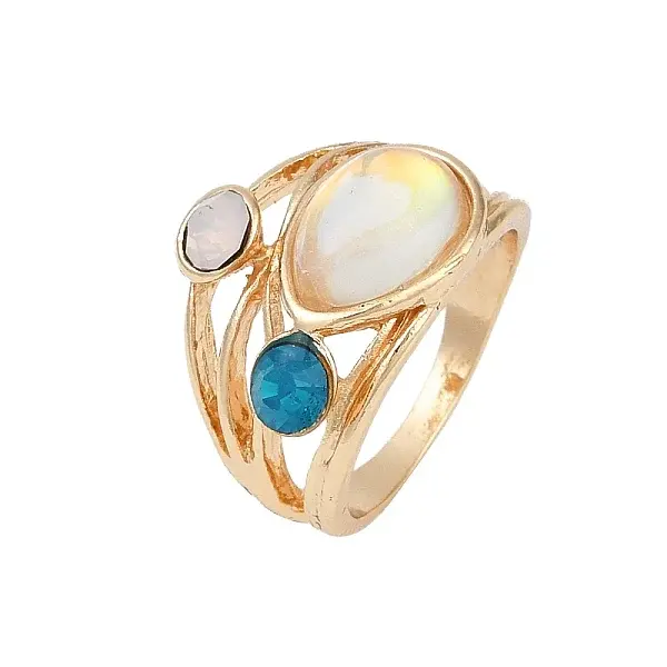 Alloy Multi-Moonstone Finger Rings for Women