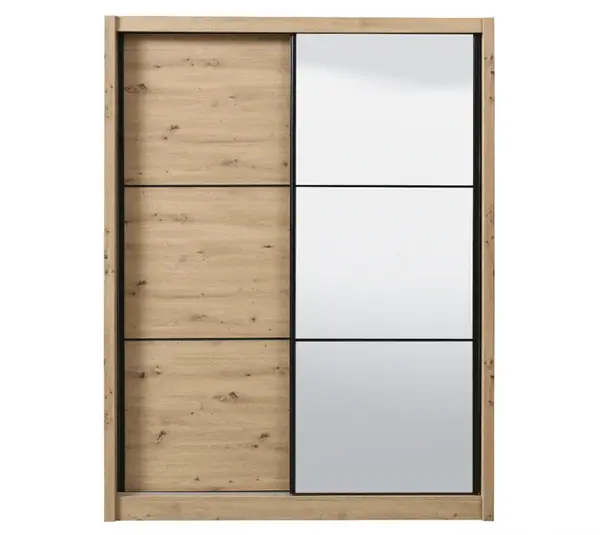 Šatní skříň s posuvnými dveřmi a zrcadlem debby 165 - dub artisan
