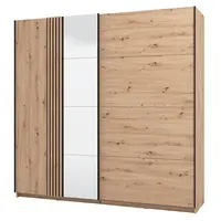 Šatníková skriňa plume-dub/čierna - s led osvetlením