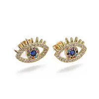 Brass Micro Pave Cubic Zirconia Stud Earrings