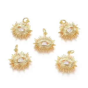 Brass Micro Pave Cubic Zirconia Pendants