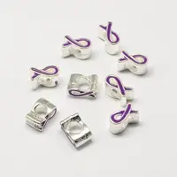 Alloy Enamel Awareness Ribbon Large Hole European Beads