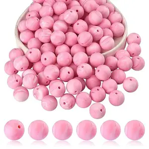20Pcs Round Solid Color Silicone Beads
