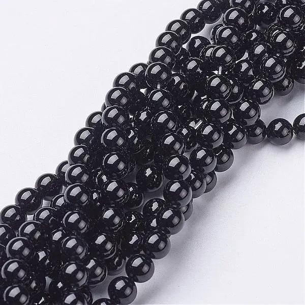 Natural Black Onyx Round Beads Strands