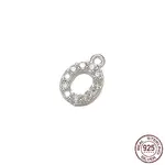 Real Platinum Plated Rhodium Plated 925 Sterling Silver Micro Pave Clear Cubic Zirconia Charms