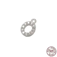 Real Platinum Plated Rhodium Plated 925 Sterling Silver Micro Pave Clear Cubic Zirconia Charms