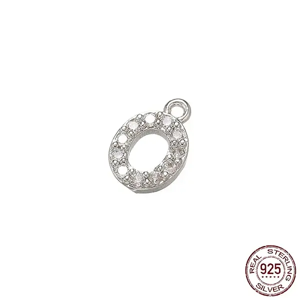 Real Platinum Plated Rhodium Plated 925 Sterling Silver Micro Pave Clear Cubic Zirconia Charms