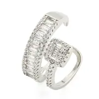 Brass Micro Pave Cubic Zirconia Cuff Rings