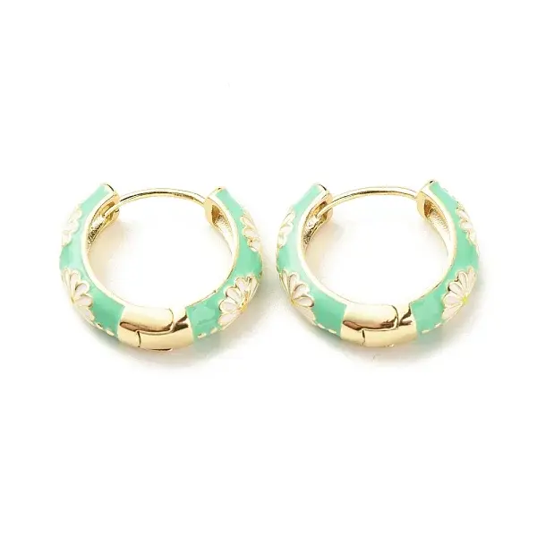 Daisy Flower Enamel Hoop Earrings