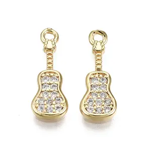 Brass Micro Pave Clear Cubic Zirconia Pendants