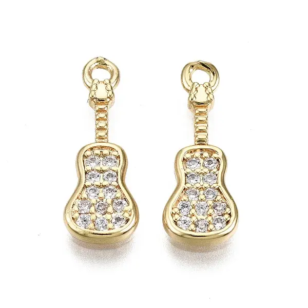 Brass Micro Pave Clear Cubic Zirconia Pendants