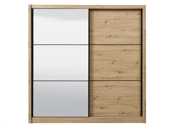 Šatníková skriňa s posuvnými dverami a zrkadlem debby 215 - dub