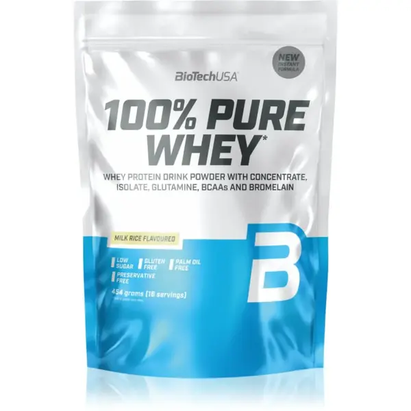 BioTechUSA 100% Pure Whey syrovátkový protein malé balení příchuť Milk Rice 454 g