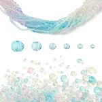 6 Styles Gradient Color Transparent Painted Glass Beads Strands