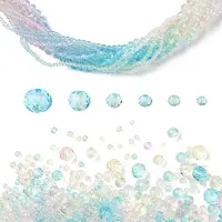 6 Styles Gradient Color Transparent Painted Glass Beads Strands