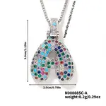Brass Pave Colorful Cubic Zirconia Letter Pendant Box Chain Necklaces