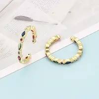 Brass Micro Pave Cubic Zirconia Cuff Rings for Women