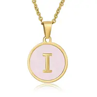 Natural Shell Initial Letter Pendant Necklace