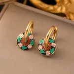 304 Stainless Steel Enamel Hoop Earrings