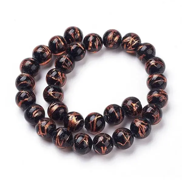 Handmade Gold Foil Lampwork Beads Strands