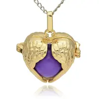 Golden Tone Brass Hollow Heart Cage Pendants