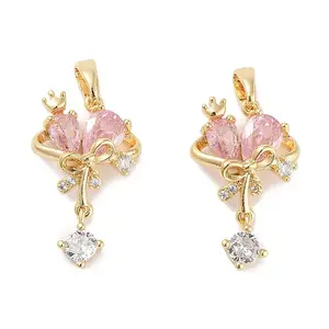 Brass Micro Pave Cubic Zirconia Pendants