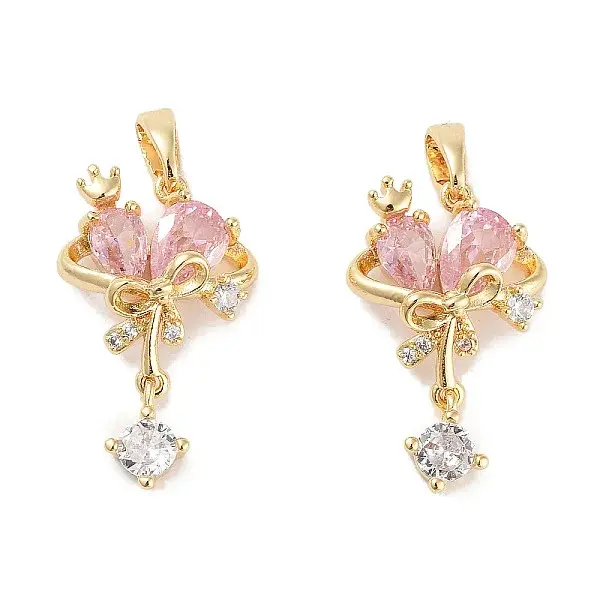 Brass Micro Pave Cubic Zirconia Pendants