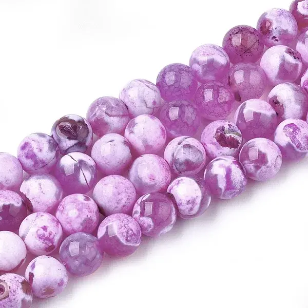 Natural Fire Crackle Agate Beads Strands