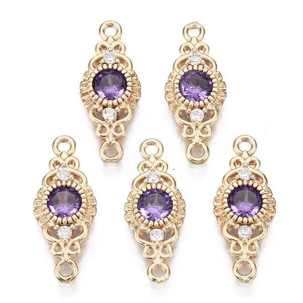 Brass Micro Pave Cubic Zirconia Links Connectors