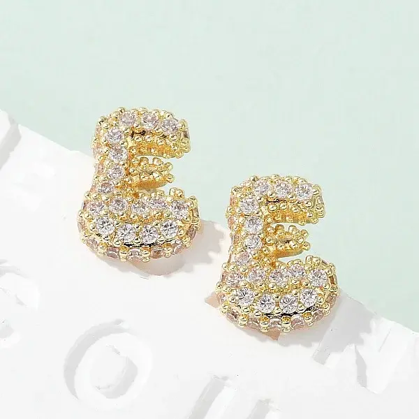 Brass Micro Pave Cubic Zirconia Stud Earrings