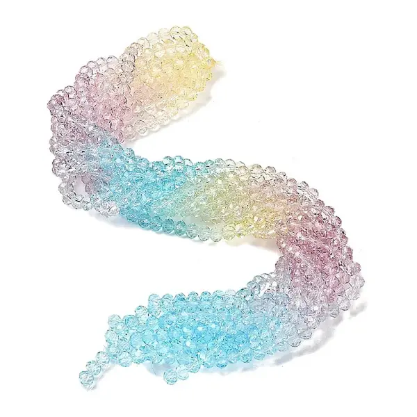 Transparent Painted Glass Beads Strands