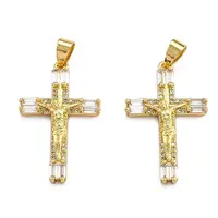 Brass Micro Pave Clear Cubic Zirconia Pendants