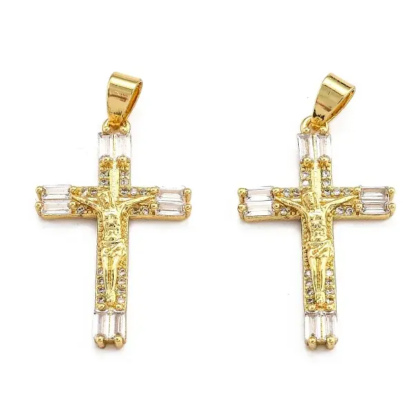Brass Micro Pave Clear Cubic Zirconia Pendants