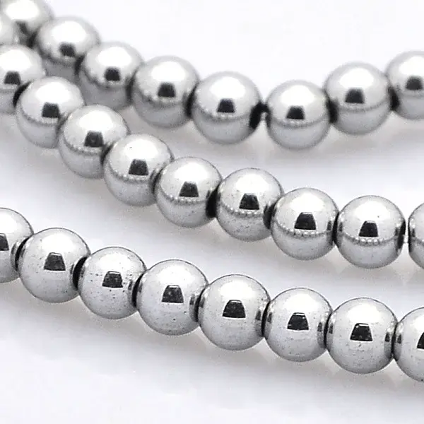 Round Non-magnetic Synthetic Hematite Beads Strands