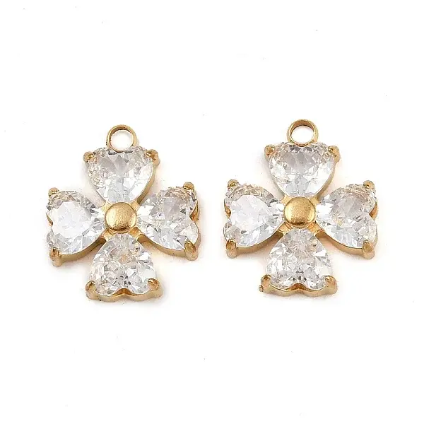 304 Stainless Steel Micro Pave Cubic Zirconia Pendants