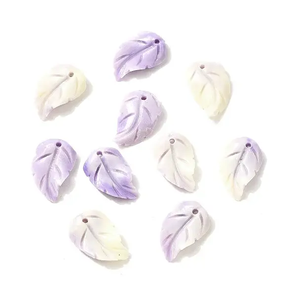 Synthetic Shell Dyed Carved Feather Charms