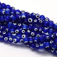 Handmade Evil Eye Lampwork Round Bead Strands