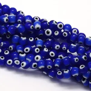 Handmade Evil Eye Lampwork Round Bead Strands